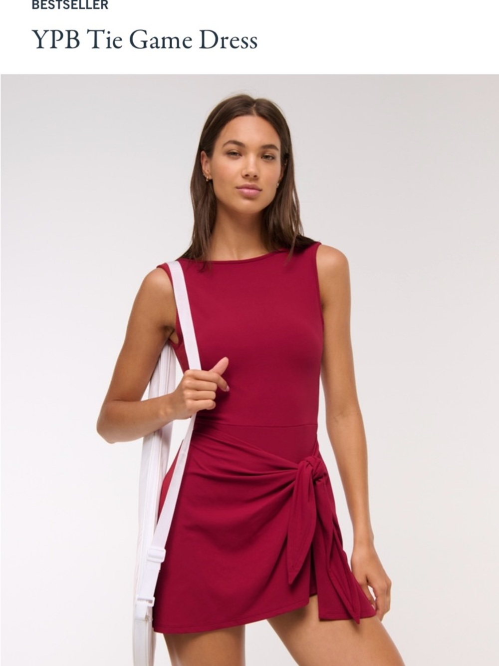 Abercrombie & Fitch Sleeveless Knot-Front Mini Dress in Burgundy